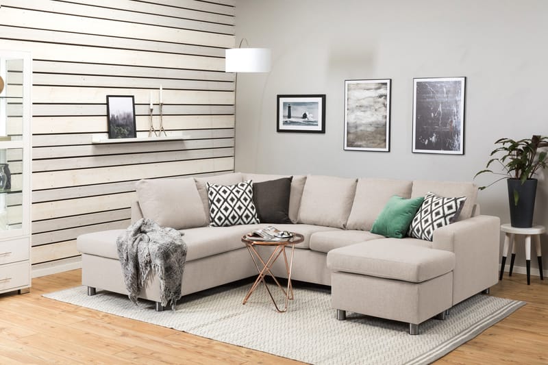 Crazy 4-personers Venstrevendt U-formet Large Sofa med Chaiselong i Stof - Beige - Møbler - Sofaer - U Sofa