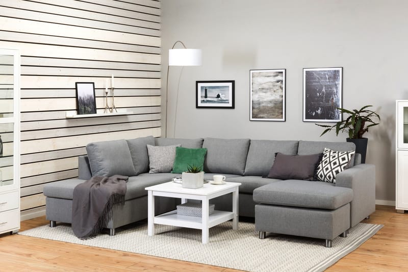 Crazy 4-personers Venstrevendt U-formet Large Sofa med Chaiselong i Stof - Grå - Møbler - Sofaer - U Sofa