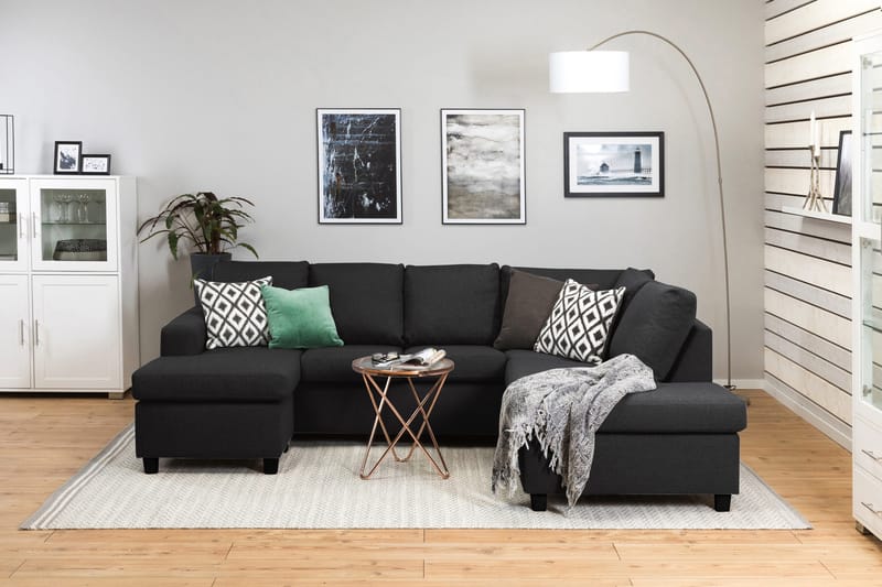 Crazy 4-personers Højrevendt U-formet Large Sofa med Chaiselong i Stof - Antracit - Møbler - Sofaer - U Sofa