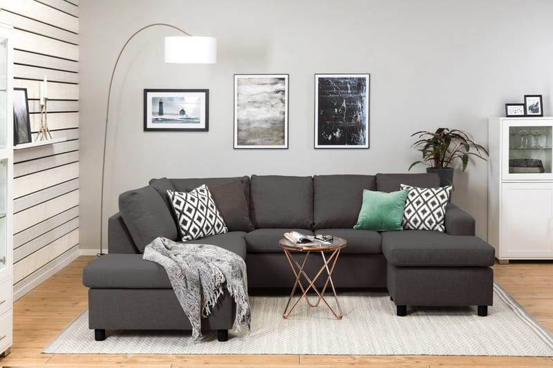 Crazy 4-personers Venstrevendt U-formet Small Sofa med Chaiselong i Stof - Mørkegrå - Møbler - Sofaer - U Sofa