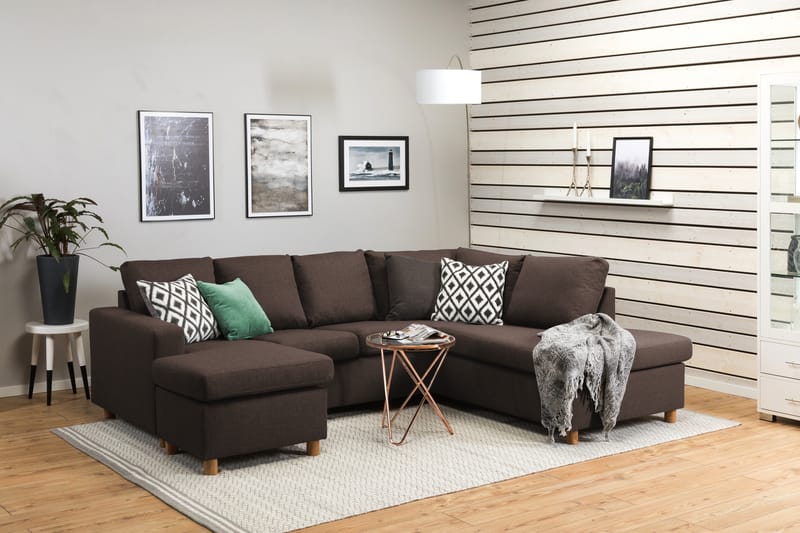 Crazy 4-personers Højrevendt U-formet Small Sofa med Chaiselong i Stof - Brun - Møbler - Sofaer - U Sofa