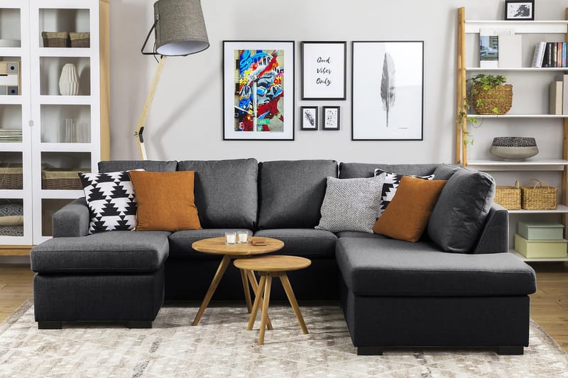Crazy 4-personers Højrevendt U-formet Small Sofa med Chaiselong i Stof - Mørkegrå - Møbler - Sofaer - U Sofa