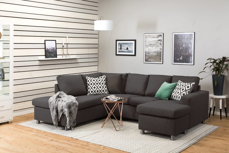 Crazy 4-personers Venstrevendt U-formet Small Sofa med Chaiselong i Stof - Mørkegrå - Møbler - Sofaer - U Sofa