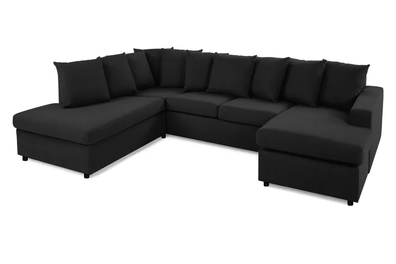 Crazy 4-personers Venstrevendt U-formet Large Sofa med Divan og Chaiselong i Stof inkl. Kuvertpuder - Antracit - Møbler - Sofaer - U Sofa