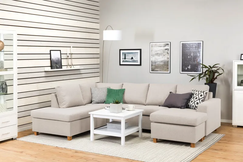 Crazy 4-personers Venstrevendt U-formet Large Sofa med Chaiselong i Stof - Beige - Møbler - Sofaer - U Sofa