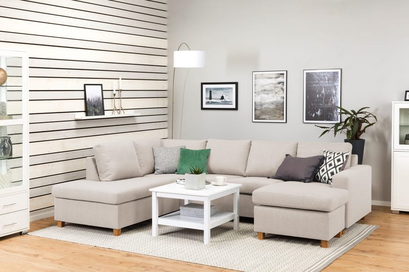 Crazy 4-personers Venstrevendt U-formet Large Sofa med Chaiselong i Stof - Beige - Møbler - Sofaer - U Sofa