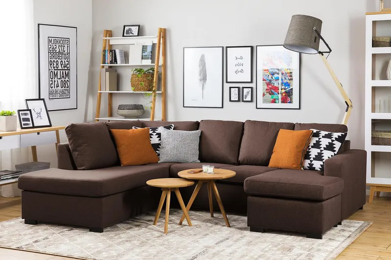 Crazy 4-personers Højrevendt U-formet Small Sofa med Chaiselong i Stof - Brun - Møbler - Sofaer - U Sofa