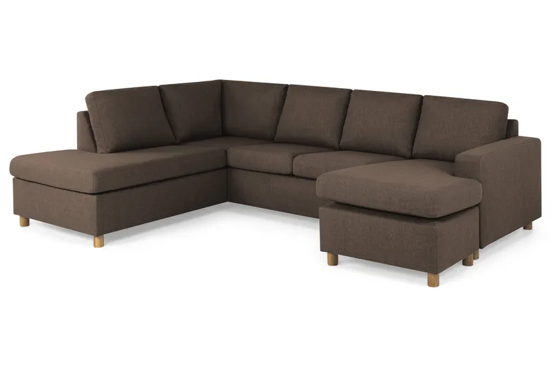Crazy 4-personers Venstrevendt U-formet Large Sofa med Chaiselong i Stof - Brun - Møbler - Sofaer - U Sofa