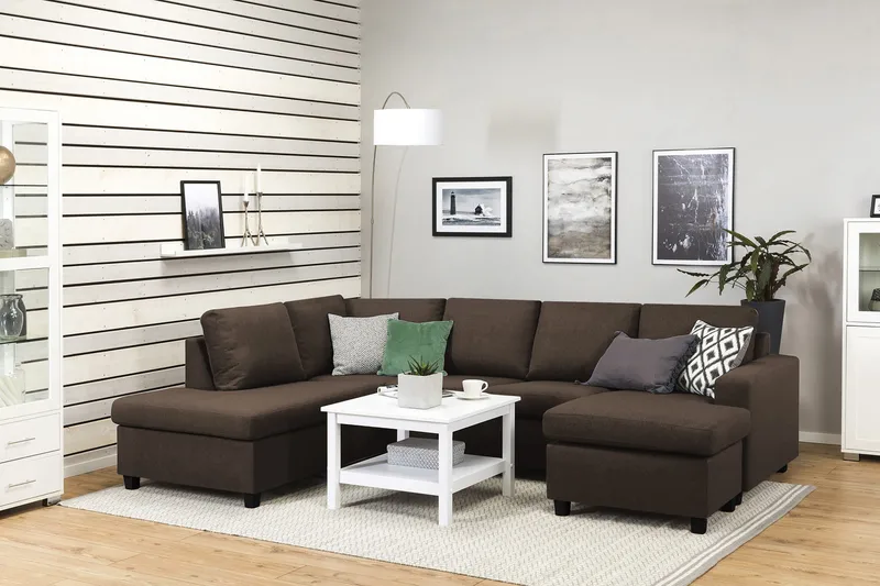 Crazy 4-personers Venstrevendt U-formet Large Sofa med Chaiselong i Stof - Brun - Møbler - Sofaer - U Sofa