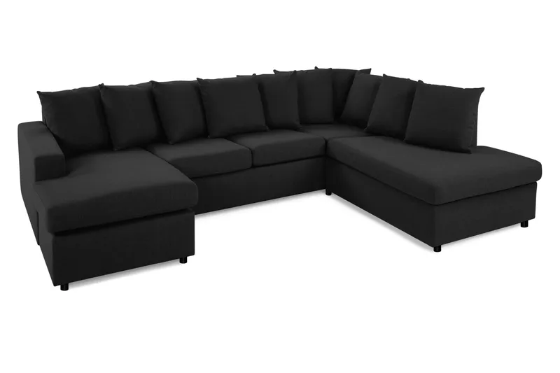 Crazy 4-personers Højrevendt U-formet Large Sofa med Divan og Chaiselong i Stof inkl. Kuvertpuder - Antracit - Møbler - Sofaer - U Sofa