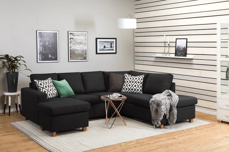 Crazy 4-personers Højrevendt U-formet Large Sofa med Chaiselong i Stof - Antracit - Møbler - Sofaer - U Sofa