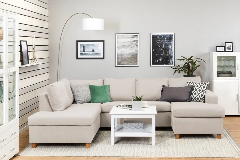 Crazy 4-personers Venstrevendt U-formet Large Sofa med Chaiselong i Stof - Beige - Møbler - Sofaer - U Sofa