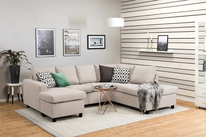 Crazy 4-personers Højrevendt U-formet Small Sofa med Chaiselong i Stof - Beige - Møbler - Sofaer - U Sofa