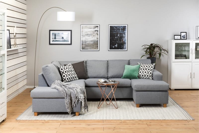 Crazy 4-personers Venstrevendt U-formet Large Sofa med Chaiselong i Stof - Grå - Møbler - Sofaer - U Sofa