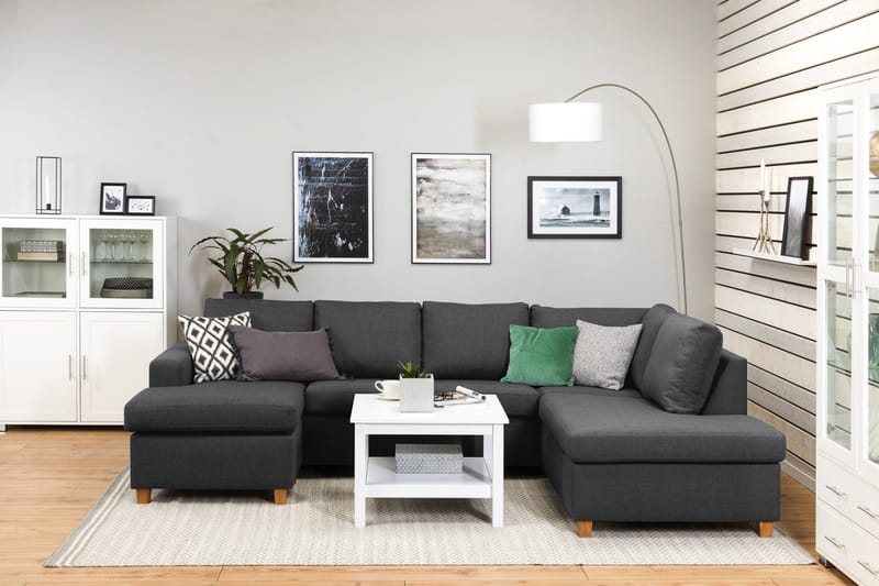 Crazy 4-personers Højrevendt U-formet Large Sofa med Chaiselong i Stof - Mørkegrå - Møbler - Sofaer - U Sofa