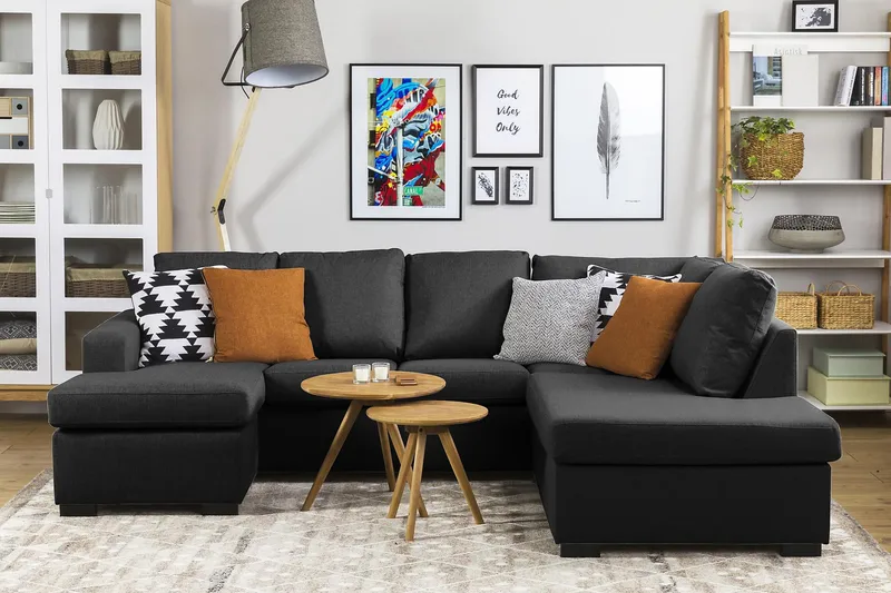 Crazy 4-personers Højrevendt U-formet Large Sofa med Chaiselong i Stof - Antracit - Møbler - Sofaer - U Sofa