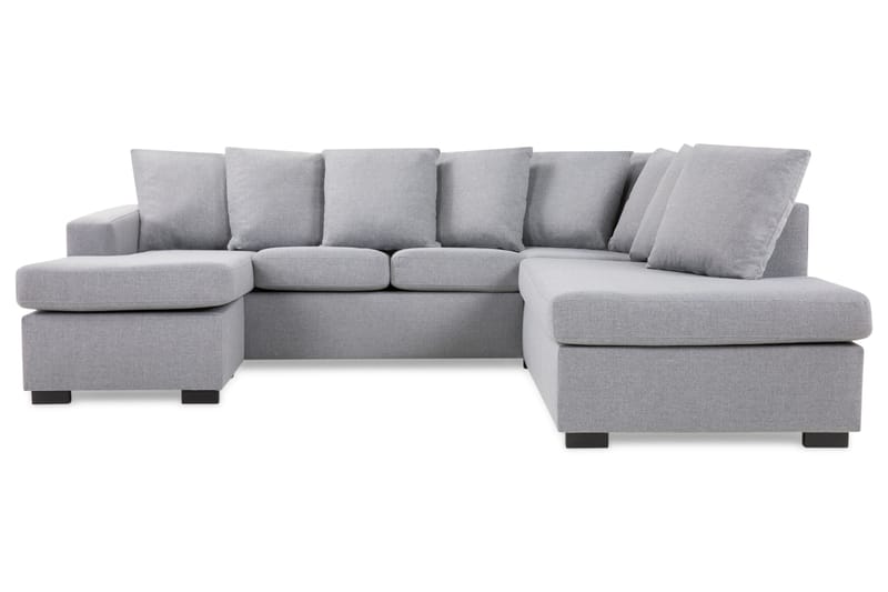 Crazy 4-personers Højrevendt U-formet Small Sofa med Divan og Chaiselong i Stof inkl. Kuvertpuder - Grå - Møbler - Sofaer - U Sofa