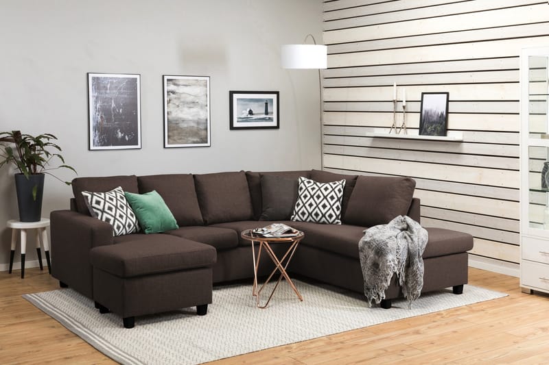 Crazy 4-personers Højrevendt U-formet Small Sofa med Chaiselong i Stof - Brun - Møbler - Sofaer - U Sofa