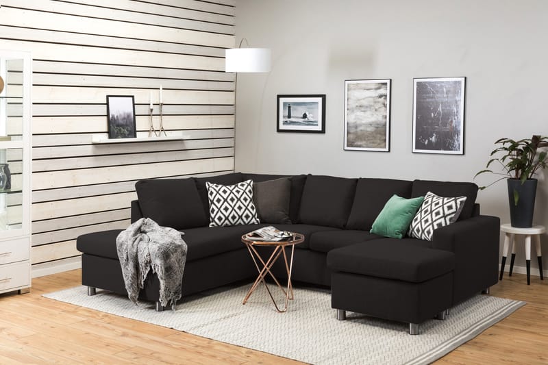 Crazy 4-personers Venstrevendt U-formet Large Sofa med Chaiselong i Stof - Antracit - Møbler - Sofaer - U Sofa