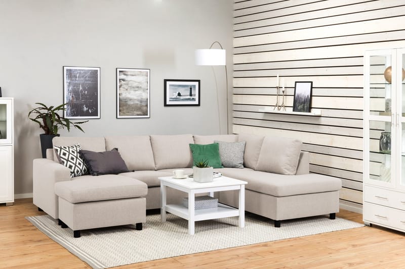 Crazy 4-personers Højrevendt U-formet Large Sofa med Chaiselong i Stof - Beige - Møbler - Sofaer - U Sofa