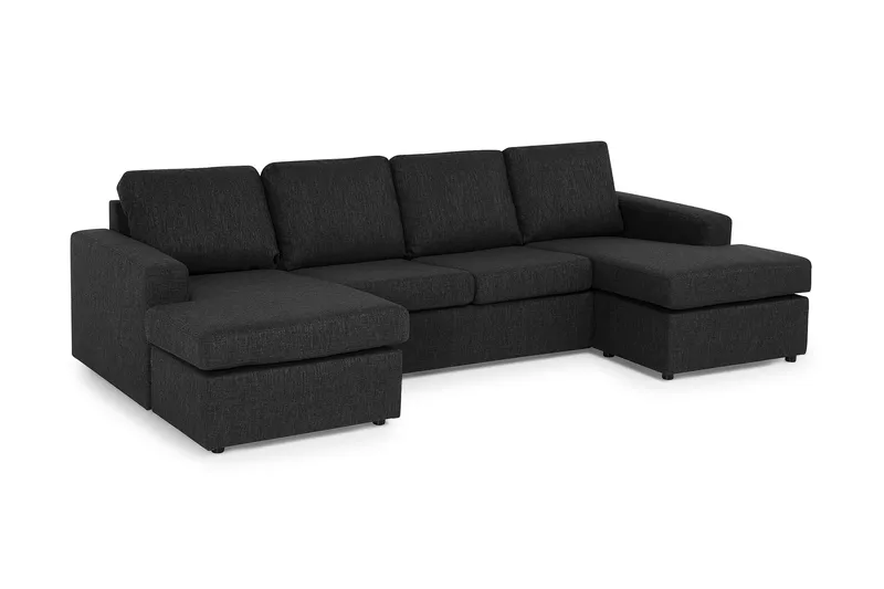Crazy 4-personers U-formet Sofa med Dobbeltdivan i Stof - Antracit - Møbler - Sofaer - U Sofa