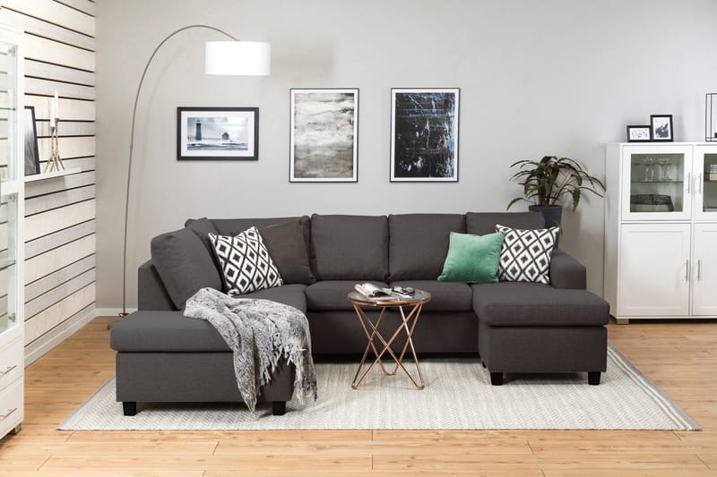 Crazy 4-personers Venstrevendt U-formet Small Sofa med Chaiselong i Stof - Mørkegrå - Møbler - Sofaer - U Sofa