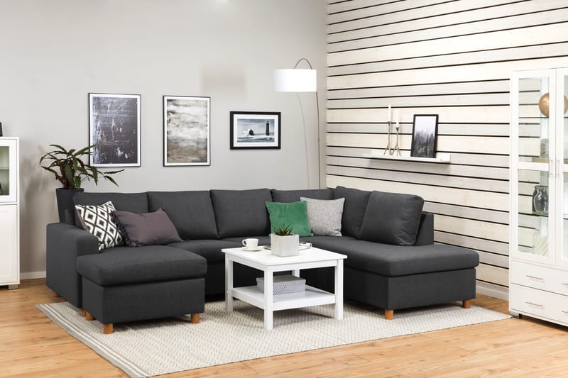 Crazy 4-personers Højrevendt U-formet Large Sofa med Chaiselong i Stof - Mørkegrå - Møbler - Sofaer - U Sofa