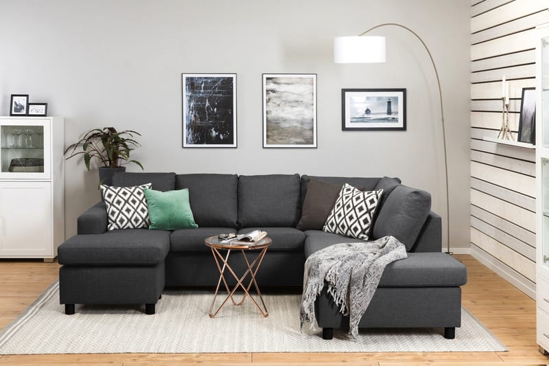 Crazy 4-personers Højrevendt U-formet Small Sofa med Chaiselong i Stof - Mørkegrå - Møbler - Sofaer - U Sofa