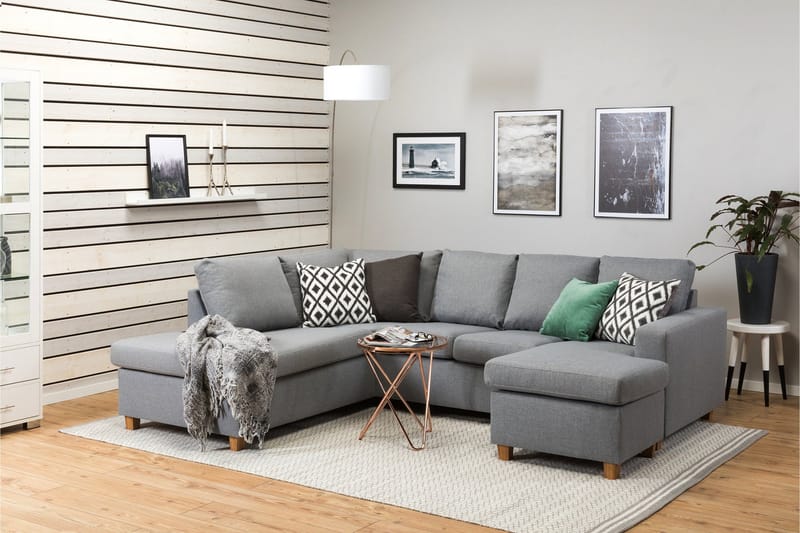 Crazy 4-personers Venstrevendt U-formet Large Sofa med Chaiselong i Stof - Grå - Møbler - Sofaer - U Sofa