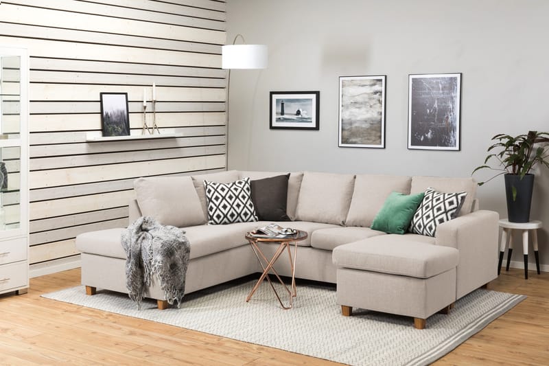 Crazy 4-personers Venstrevendt U-formet Large Sofa med Chaiselong i Stof - Beige - Møbler - Sofaer - U Sofa