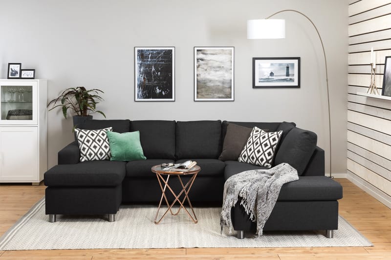 Crazy 4-personers Højrevendt U-formet Large Sofa med Chaiselong i Stof - Antracit - Møbler - Sofaer - U Sofa