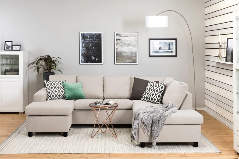 Crazy 4-personers Højrevendt U-formet Small Sofa med Chaiselong i Stof - Beige - Møbler - Sofaer - U Sofa