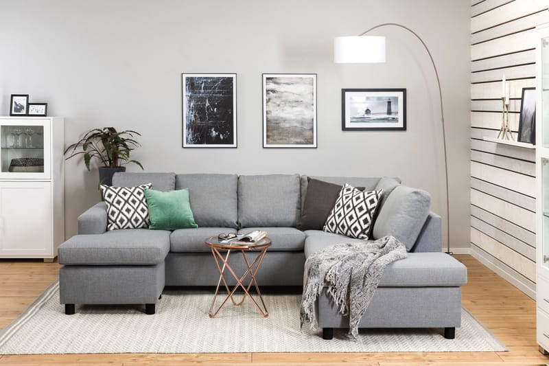 Crazy 4-personers Højrevendt U-formet Large Sofa med Chaiselong i Stof - Grå - Møbler - Sofaer - U Sofa