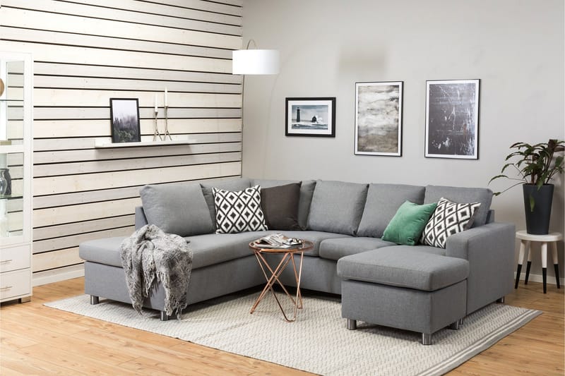 Crazy 4-personers Venstrevendt U-formet Large Sofa med Chaiselong i Stof - Grå - Møbler - Sofaer - U Sofa