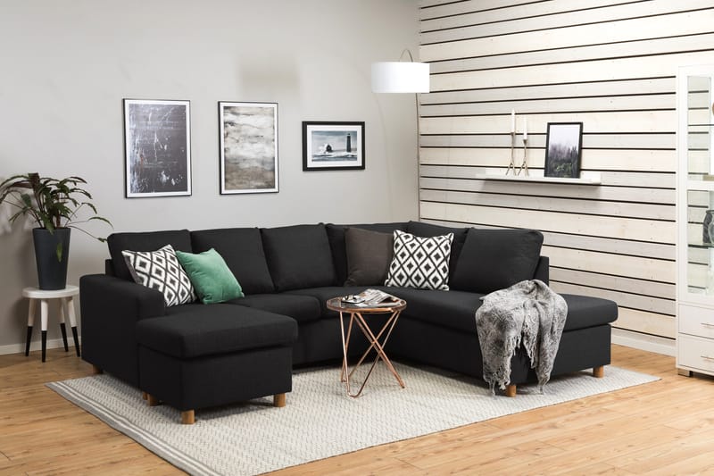 Crazy 4-personers Højrevendt U-formet Large Sofa med Chaiselong i Stof - Antracit - Møbler - Sofaer - U Sofa