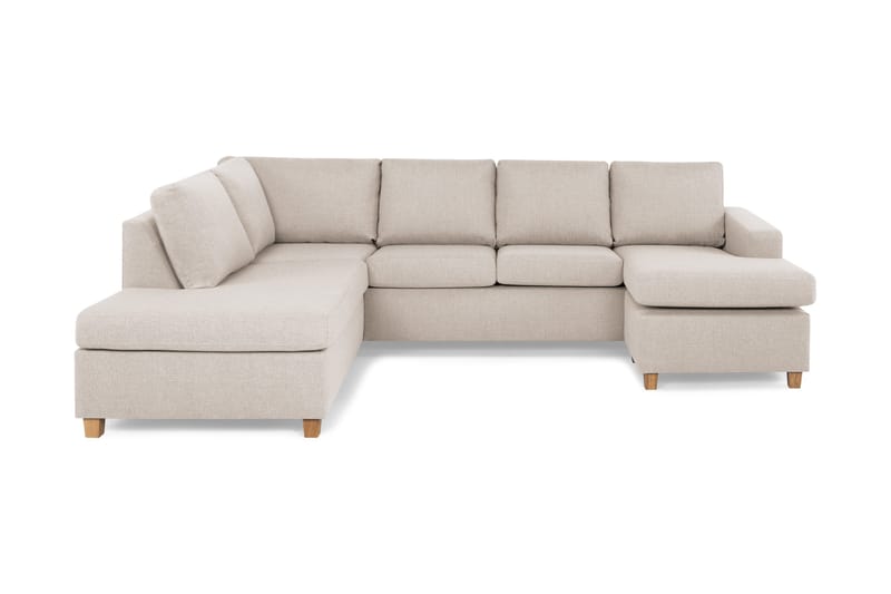 Crazy 4-personers Venstrevendt U-formet Large Sofa med Chaiselong i Stof, Beige