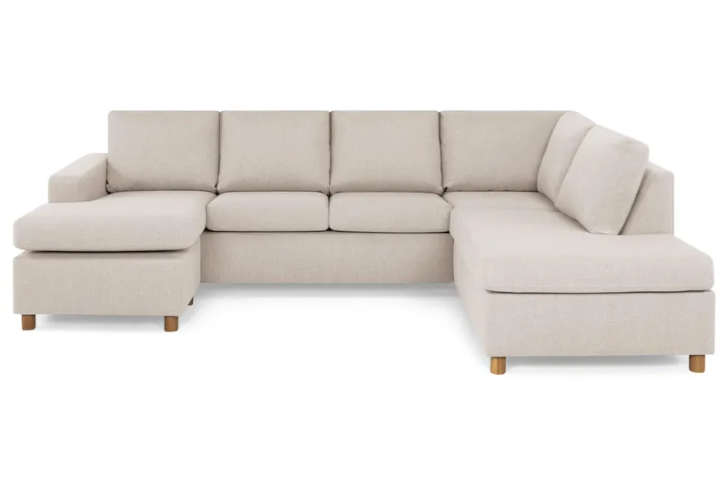 Crazy 4-personers Højrevendt U-formet Large Sofa med Chaiselong i Stof, Beige