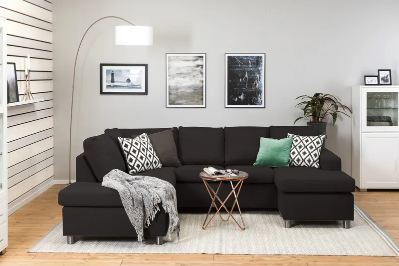 Crazy 4-personers Venstrevendt U-formet Large Sofa med Chaiselong i Stof - Antracit - Møbler - Sofaer - U Sofa