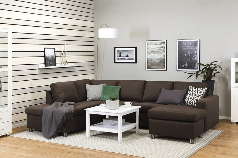 Crazy 4-personers Venstrevendt U-formet Large Sofa med Chaiselong i Stof - Brun - Møbler - Sofaer - U Sofa
