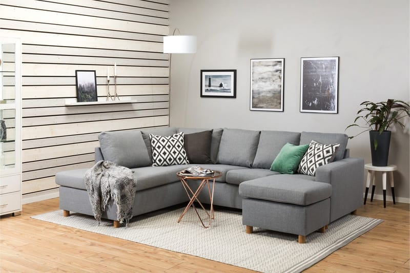 Crazy 4-personers Venstrevendt U-formet Large Sofa med Chaiselong i Stof - Grå - Møbler - Sofaer - U Sofa