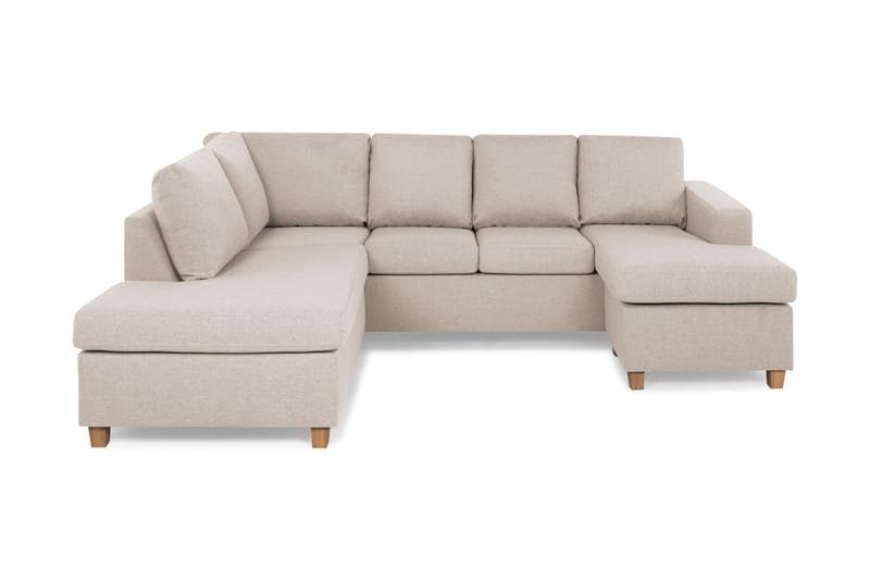 Crazy 4-personers Venstrevendt U-formet Large Sofa med Chaiselong i Stof, Beige