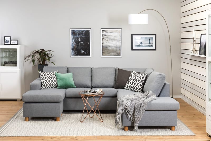 Crazy 4-personers Højrevendt U-formet Large Sofa med Chaiselong i Stof - Grå - Møbler - Sofaer - U Sofa