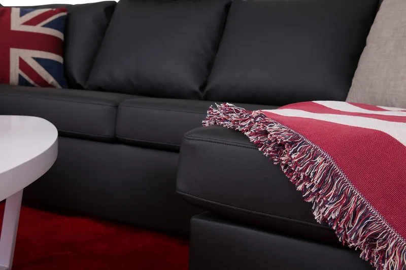 Crazy 4-personers Venstrevendt U-formet Large Sofa med Chaiselong i Kunstlæder - Sort - Møbler - Sofaer - U Sofa