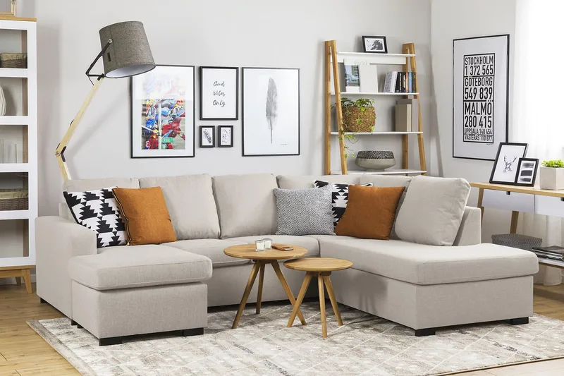 Crazy 4-personers Højrevendt U-formet Small Sofa med Chaiselong i Stof - Beige - Møbler - Sofaer - U Sofa