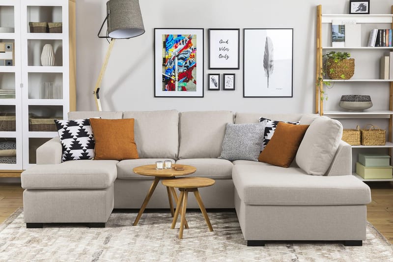 Crazy 4-personers Venstrevendt U-formet Large Sofa med Chaiselong i Stof - Beige - Møbler - Sofaer - U Sofa