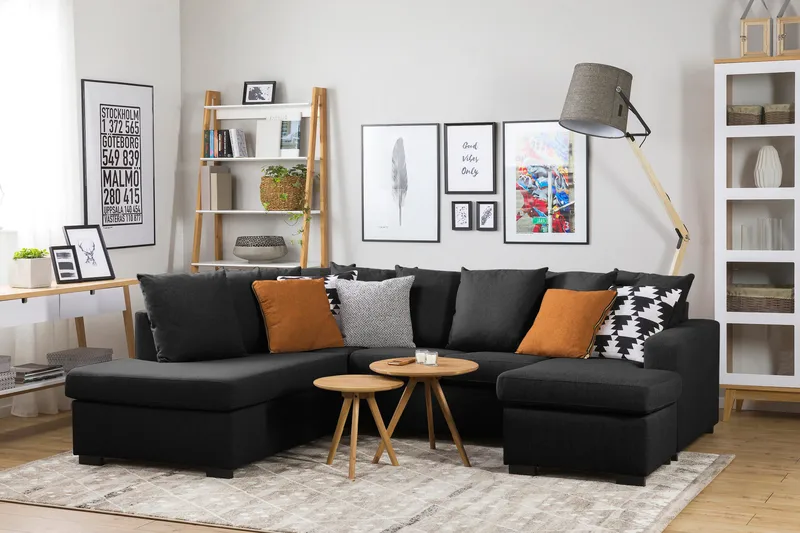 Crazy 4-personers Venstrevendt U-formet Small Sofa med Divan og Chaiselong i Stof inkl. Kuvertpuder - Mørkegrå - Møbler - Sofaer - U Sofa