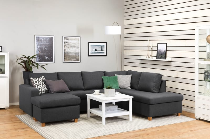 Crazy 4-personers Højrevendt U-formet Large Sofa med Chaiselong i Stof - Mørkegrå - Møbler - Sofaer - U Sofa