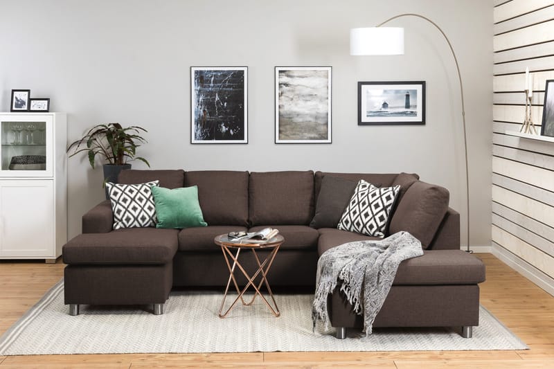 Crazy 4-personers Højrevendt U-formet Small Sofa med Chaiselong i Stof - Brun - Møbler - Sofaer - U Sofa