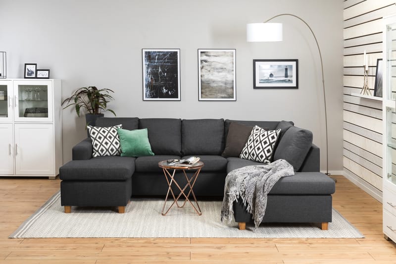 Crazy 4-personers Højrevendt U-formet Small Sofa med Chaiselong i Stof - Mørkegrå - Møbler - Sofaer - U Sofa