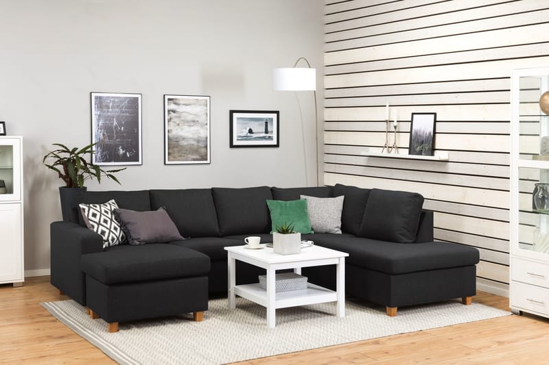 Crazy 4-personers Højrevendt U-formet Large Sofa med Chaiselong i Stof - Antracit - Møbler - Sofaer - U Sofa